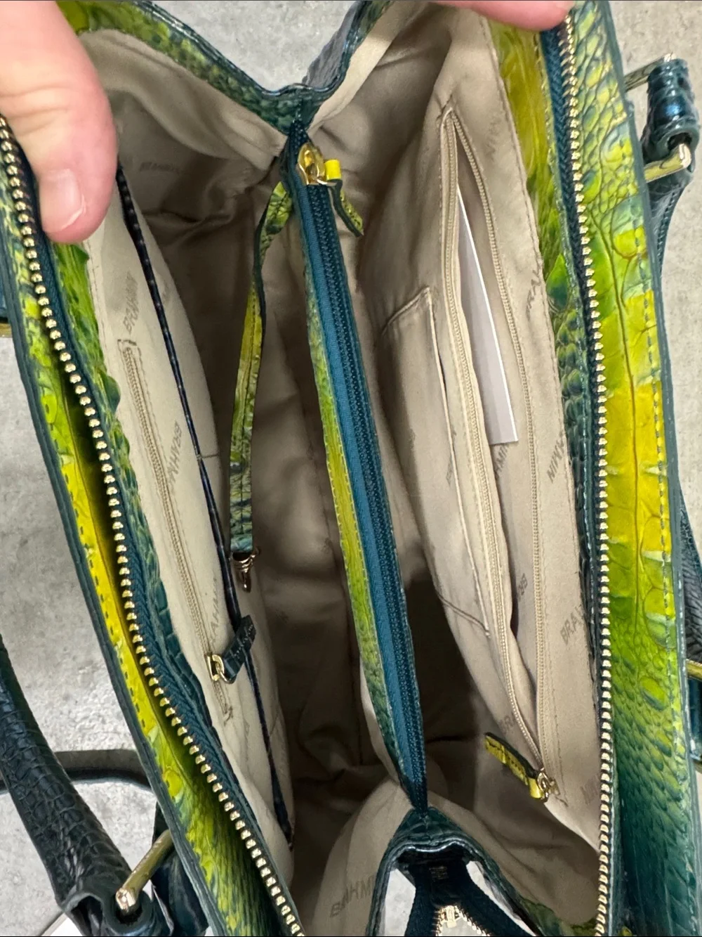 Green Ombre Croc-Embossed Tote Bag